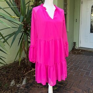 Hot Pink Boho Peasant Dress